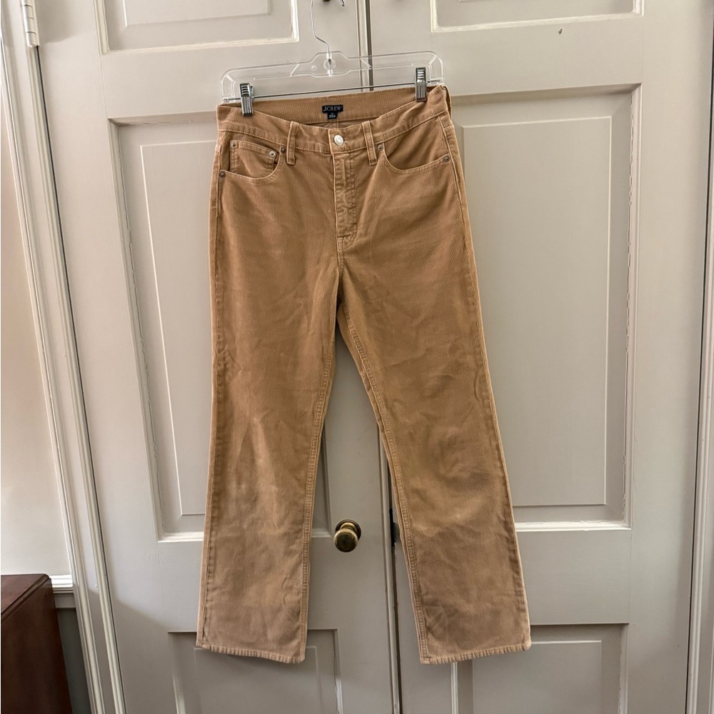 J. Crew 2023 26 High Rise Slim Demi Boot Pant Corduroy BM744 Tan